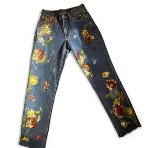 Levi's 550 hand painted Floral print jeans